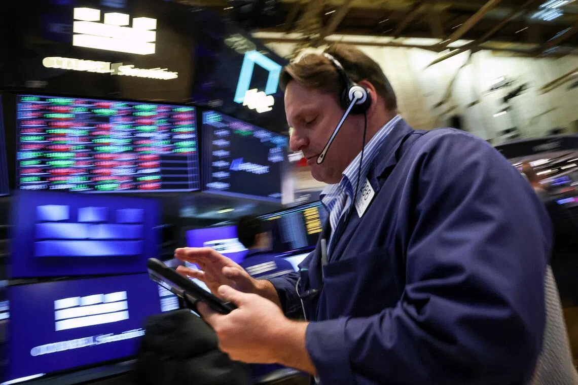 Traders working on the floor of the New York Stock Exchange, in New York City.