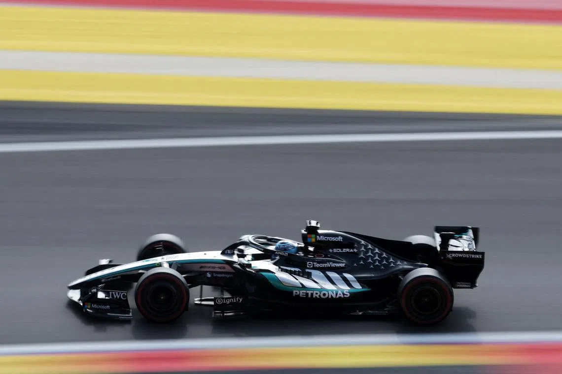 Formula One F1 - Belgian Grand Prix - Circuit de Spa-Francorchamps, Stavelot, Belgium - July 18, 2026 Mercedes' George Russell during qualifying REUTERS/Christian Hartmann