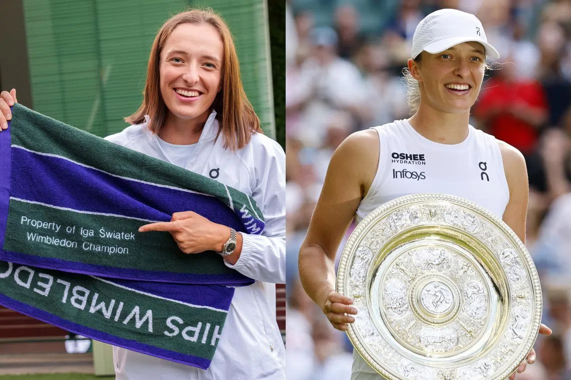 After Iga Swiatek's Wimbledon victory, officials presented her with a personalised towel. 