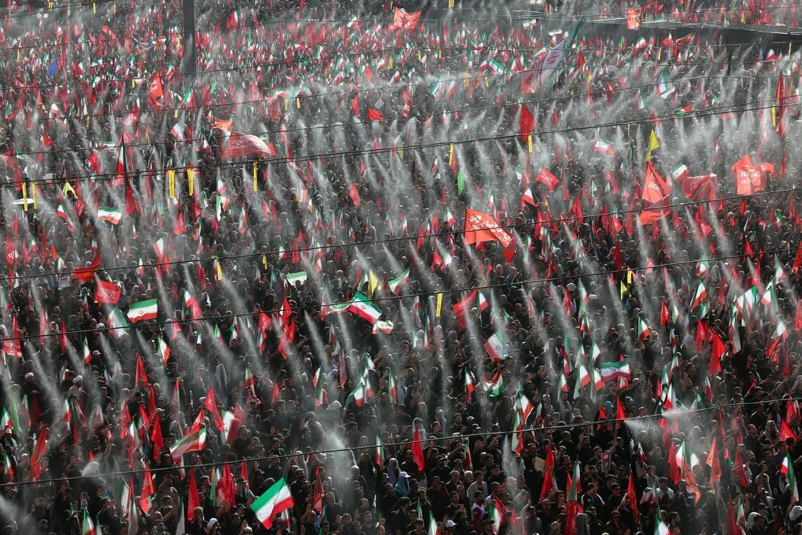 epa13088292 Iranians take part in a mass prayer for late Iranian supreme leader Ayatollah Ali Khamenei during a farewell ceremony ahead of his funeral at the grand Mosallah mosque in Tehran, Iran, 05 July 2026. Iran is set to hold a multi-day state funeral from 04 to 09 July 2026 for the Iranian supreme leader assassinated on 28 February 2026.  EPA/ABEDIN TAHERKENAREH