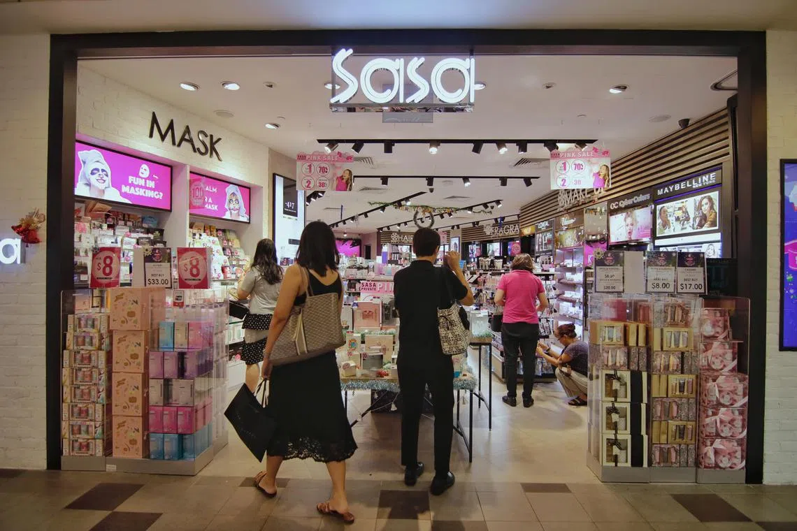 Hong Kong cosmetics retailer Sasa outlet at Tampines 1 in December 2019.