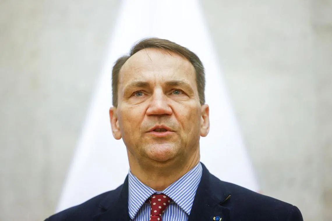 FILE PHOTO: Polish Foreign Minister Radoslaw Sikorski holds a press conference, amid Russia's attack on Ukraine, in Kyiv, Ukraine December 22, 2023. REUTERS/Valentyn Ogirenko