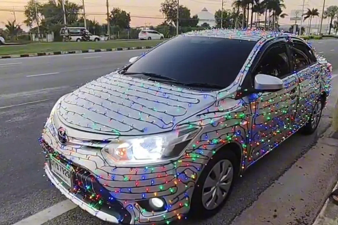 Thai police warned that decorating vehicles with flashing lights or fake reindeer antlers is punishable by a fine of up to 2,000 baht.