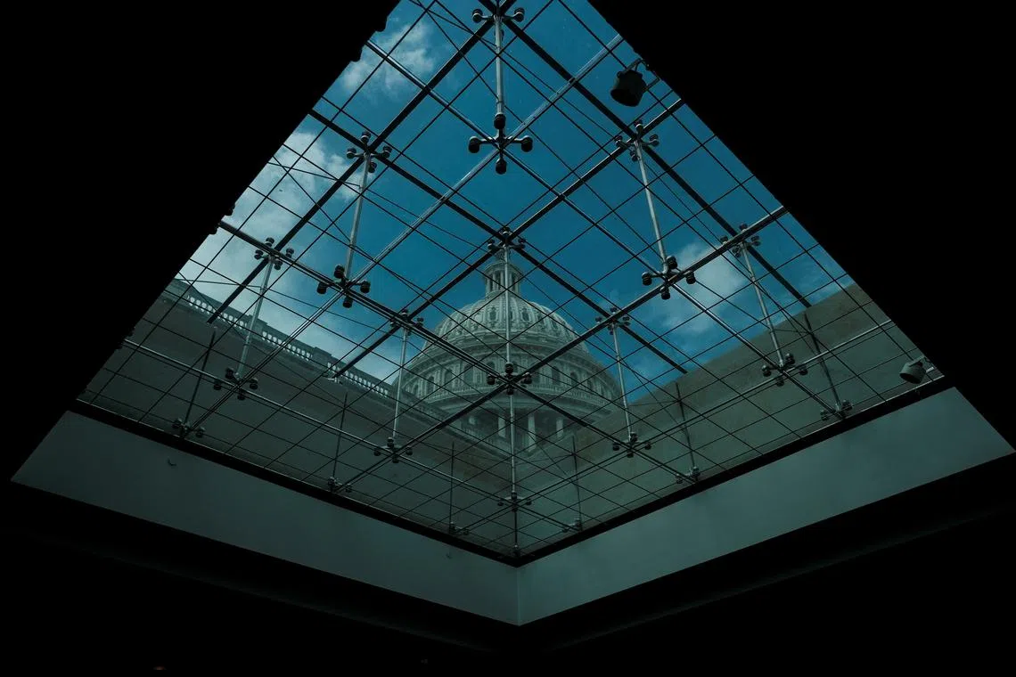 FILE PHOTO: The Capitol Dome is seen from the inside of the U.S. Capitol Building in Washington, U.S., April 11, 2024. REUTERS/Michael A. McCoy/File Photo