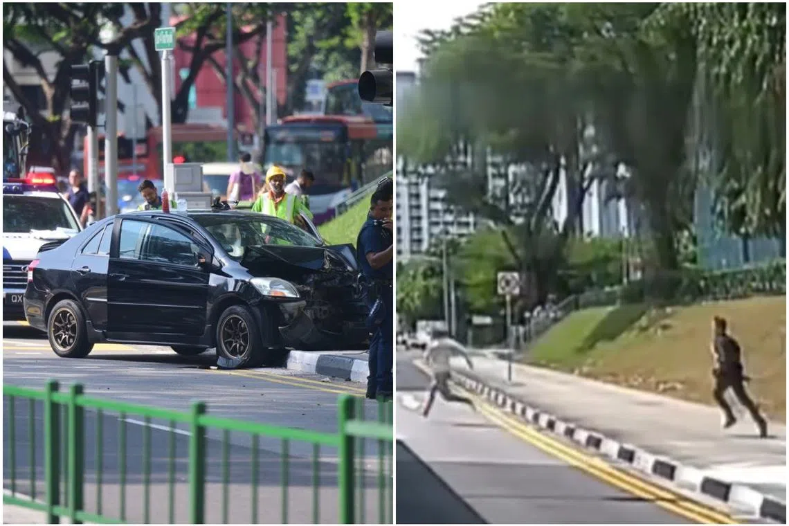 When the police arrived at the scene, a car sped off and then skidded at the junction of Lorong 3 and Lorong 4 Toa Payoh, police added.