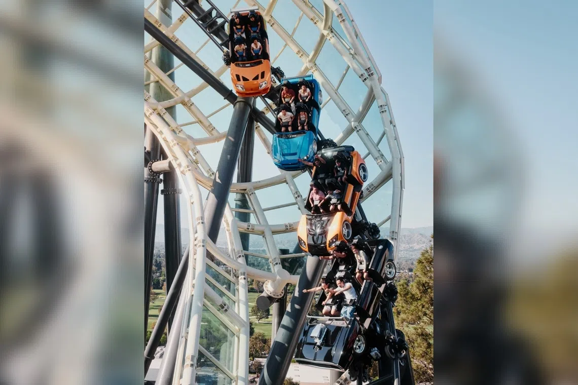 The new Fast & Furious: Hollywood Drift roller coaster at Universal Studios Hollywood in California on Aug 10.