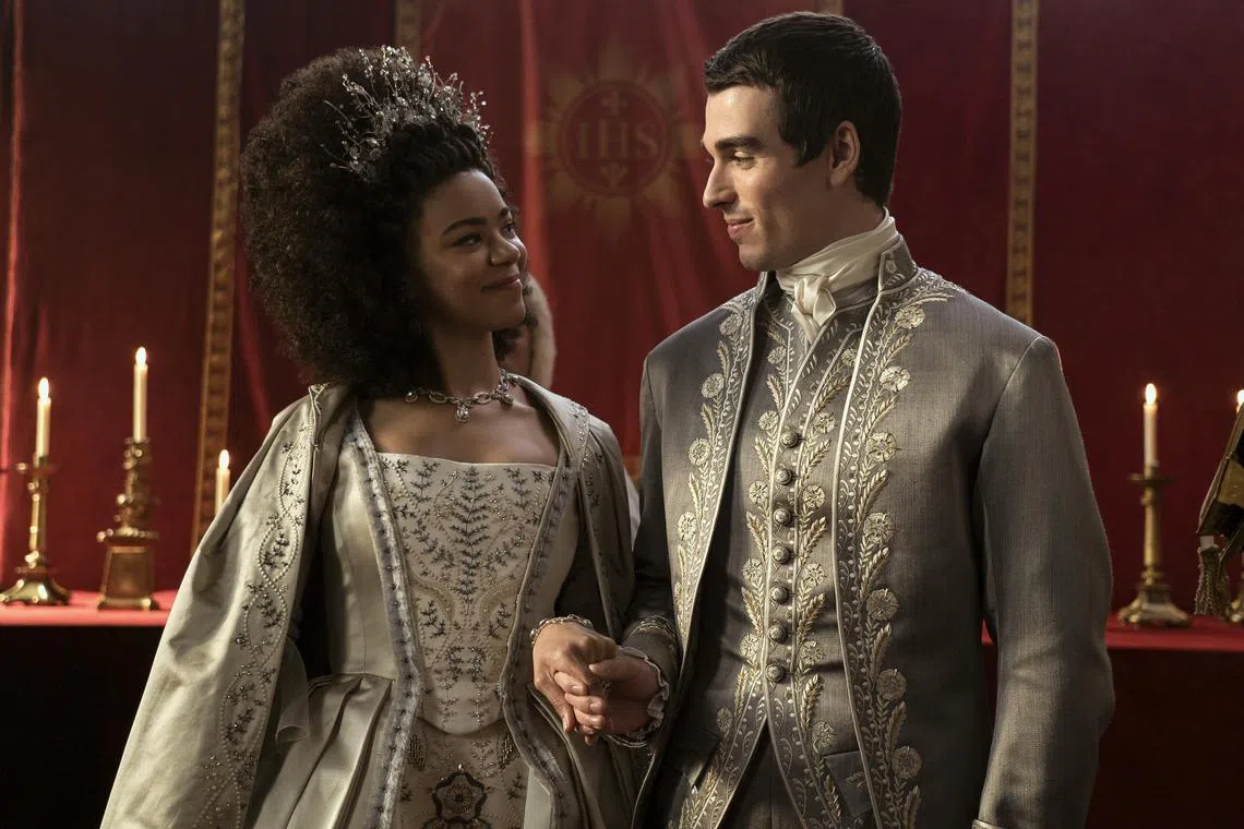 adbinge24 - India Amarteifio (left) and Corey Mylchreest in Queen Charlotte: A Bridgerton Story

Source/copyright: Netflix