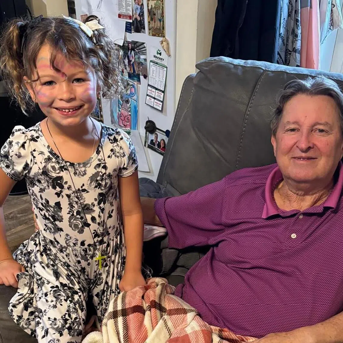 David Hill spending quality time with one of his six grandchildren in Texas, United States – Phoebe, who is his daughter Samantha's youngest daughter. That photo was taken during his recovery, but he later relapsed.