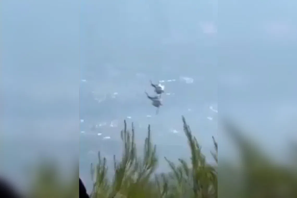 Two people on one helicopter – a Greek and a Danish national – died, while the crew on the other survived, the fire service said.