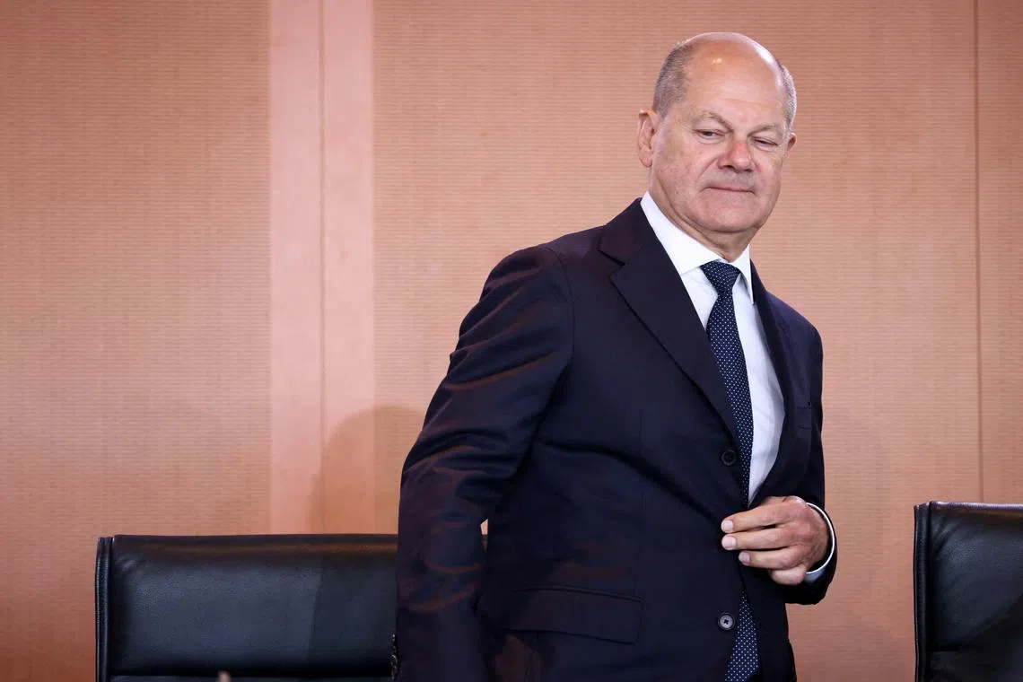 German Chancellor Olaf Scholz attends a cabinet meeting at the Chancellery in Berlin, Germany June 26, 2024. REUTERS/Liesa Johannsen