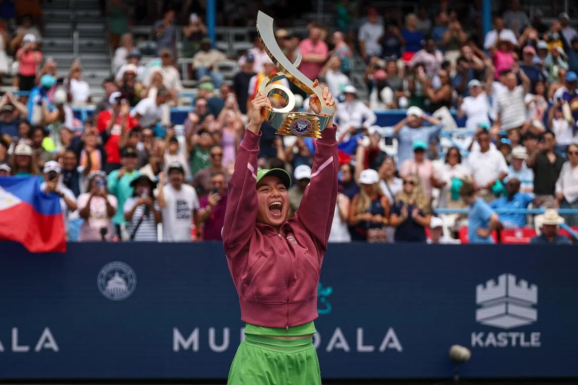 Eala won her first WTA Tour title in at the Mubadala DC Open in August.