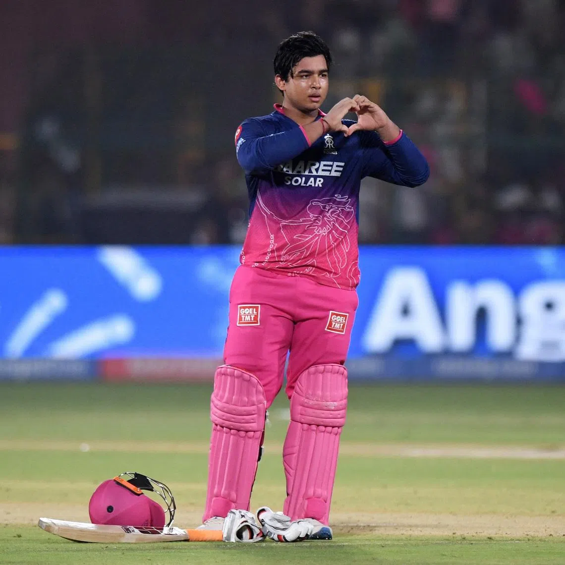 Cricket - Indian Premier League - IPL - Rajasthan Royals v Sunrisers Hyderabad - Sawai Mansingh Stadium, Jaipur, India - April 25, 2026 Rajasthan Royals' Vaibhav Sooryavanshi celebrates after reaching his century REUTERS/Abhijit Addya