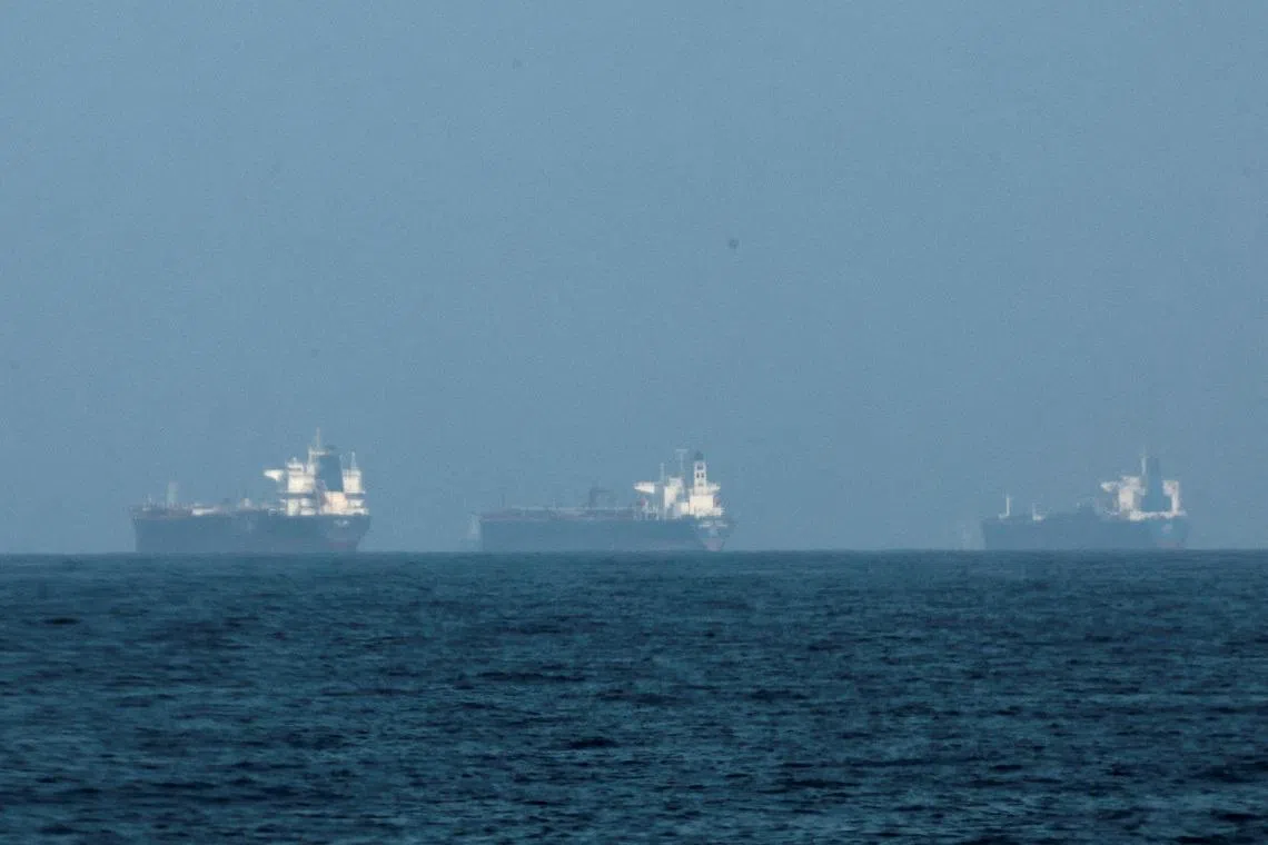 FILE PHOTO: Tankers are seen off the coast of the Fujairah, as Iran vows to fire on ships transiting the Strait of Hormuz, amid the U.S.-Israel conflict with Iran, in Fujairah, United Arab Emirates, March 3, 2026. REUTERS/Amr Alfiky/File Photo