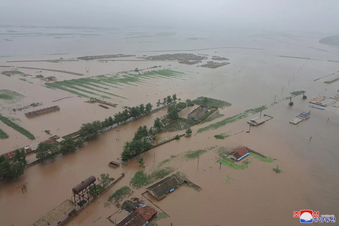 A flood-hit area in North Phyongan Province, North Korea, on July 28, 2024.