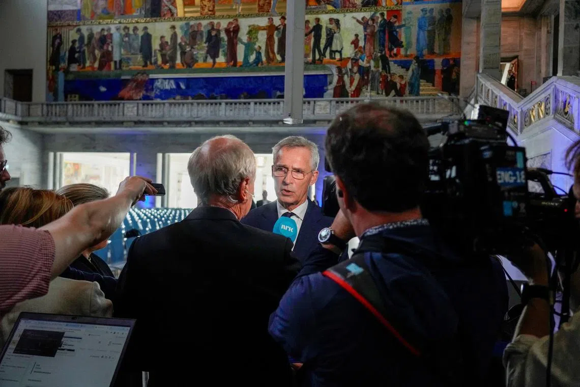 NATO Secretary General Jens Stoltenberg participates in his last official visit to Norway, during an open meeting in Oslo City Hall, Oslo, Norway September 5, 2024. Thomas Fure/NTB/via REUTERS