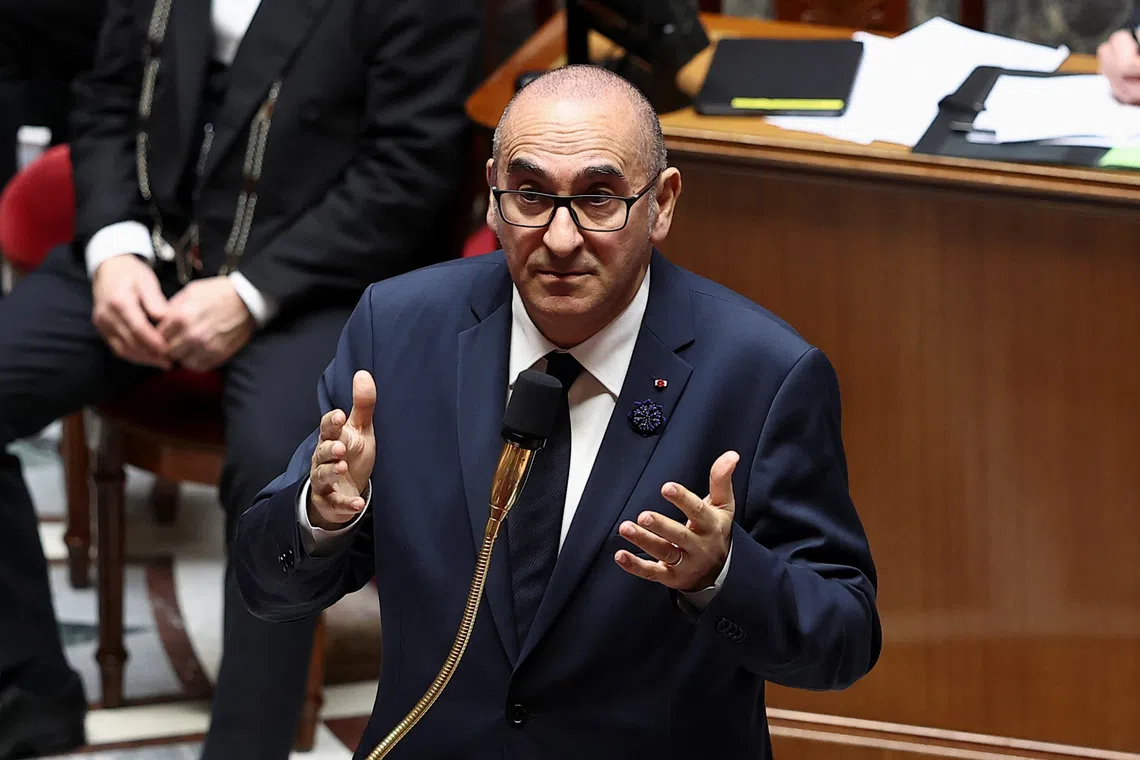 French Interior Minister Laurent Nunez speaks as he attends the questions to the government session at the National Assembly in Paris, France, November 12, 2025. REUTERS/Gonzalo Fuentes
