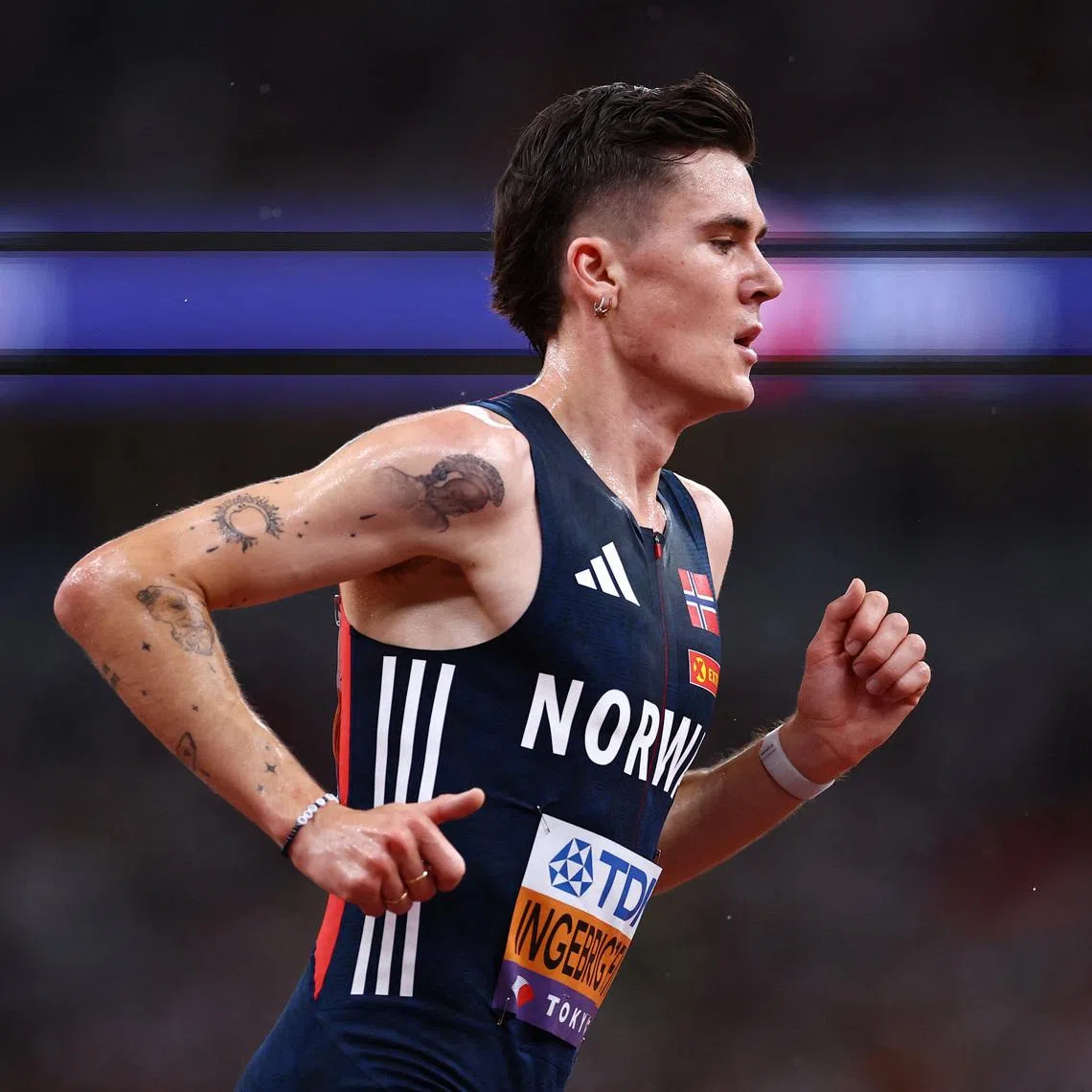 World Athletics Championships Tokyo 2025 - Men's 5000m Final - Japan National Stadium, Tokyo, Japan - September 21, 2025 Norway's Jakob Ingebrigtsen in action during the final REUTERS/Sarah Meyssonnier