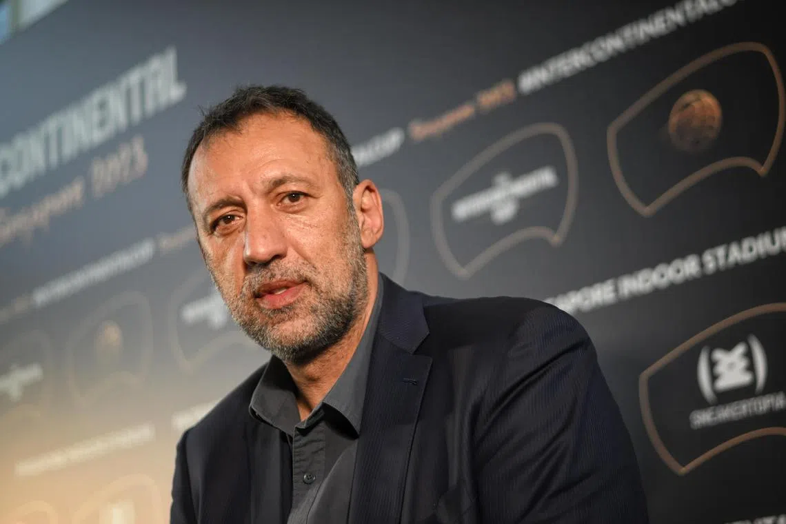 former LA Lakers' Serb player Vlade Divac, at art science museum on Jun 20, 2023.



/The FIBA Intercontinental Cup 2023 is coming to Singapore and Asia for the first time. Official competition draw and media day.