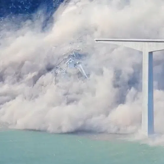 A portion of the bridge, which was completed only in January, caved in on Nov 11 and caused a cloud of dust.