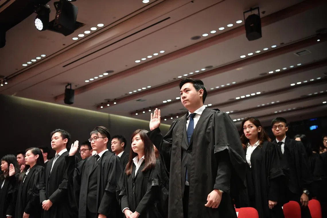 Newly appointed lawyers being called to the Bar during a Mass Call session at the Supreme Court auditorium in 2019.