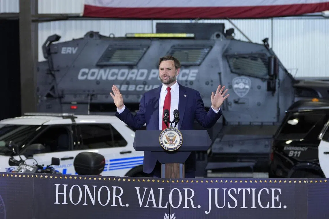 US Vice-President JD Vance speaking at a Sept 24 event in Concord, North Carolina.