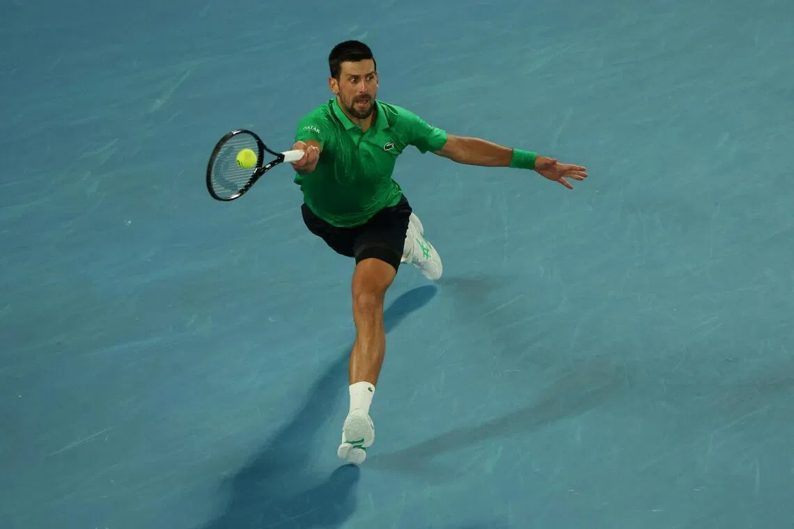 Serbia's Novak Djokovic in action during his semi final match against Italy's Jannik Sinner.