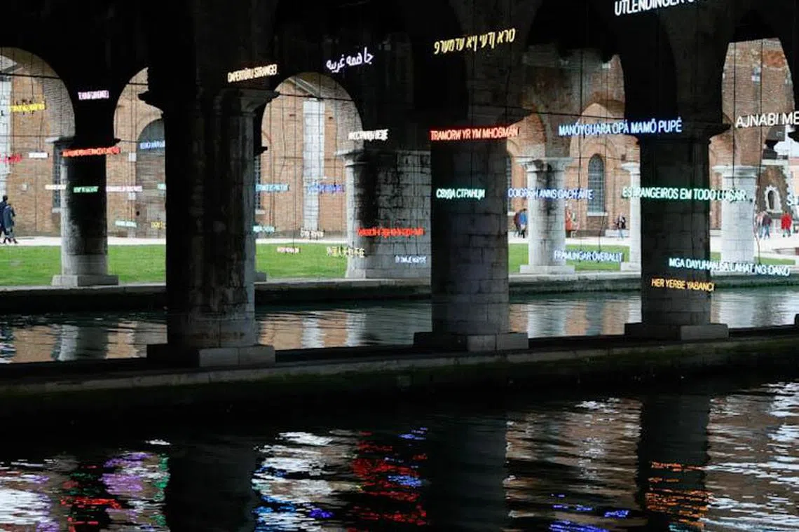 Claire Fontaine's series "Stranieri Ovunque - Foreigners Everywhere", which has been adopted as the theme of Venice Biennale 2024.