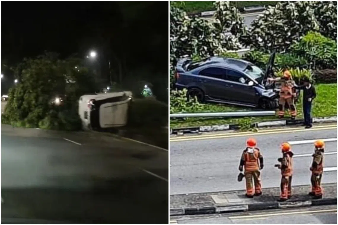 The incidents occurred along Adam Road (left) and in Tampines.