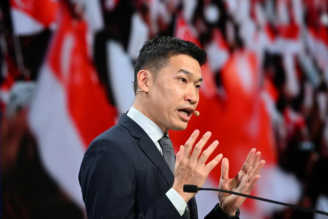 Acting Minister for Culture, Community and Youth David Neo speaking during the panel session at the Singapore Perspectives 2026 on Jan 26.