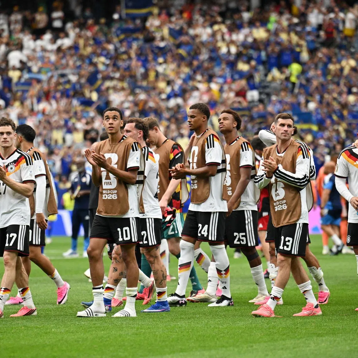 Soccer Football - FIFA World Cup 2026 - Group E - Germany v Curacao - Houston Stadium, Houston, Texas, U.S. - June 14, 2026 Germany players applaud fans after the match REUTERS/Annegret Hilse