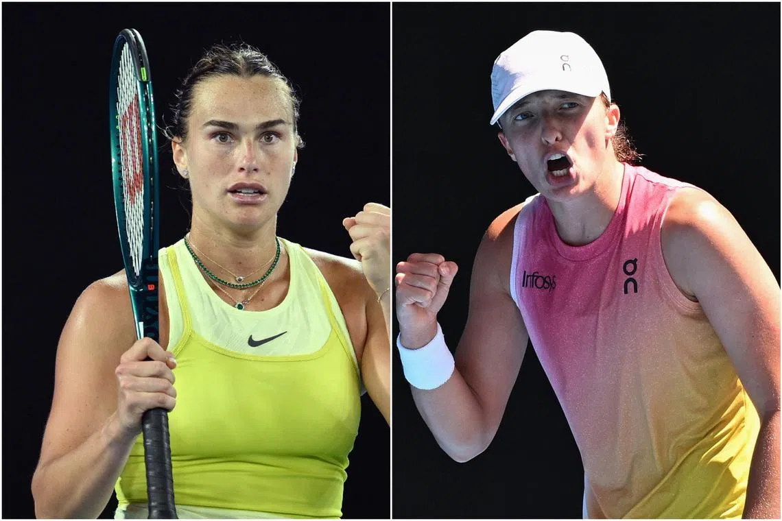 Aryna Sabalenka (left) could meet Iga Swiatek in the finals.
