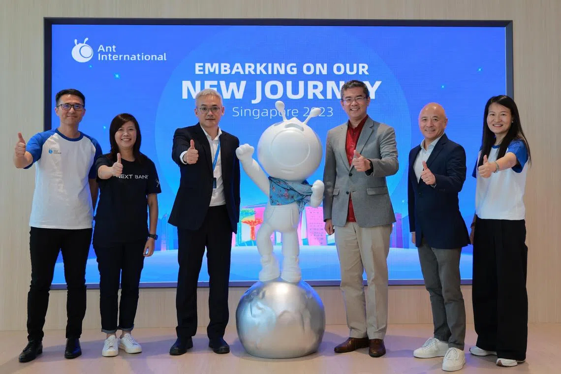 tgant29 - (From left) Ant International chief financial officer Zhou Yi, ANEXT Bank chief executive officer Toh Su Mei, Ant International president Peng Yang, IMDA chief executive Lew Chuen Hong, Ant International chief sustainability officer Chen Leiming and head of WorldFirst Clara Shi 



Credit: Ant Group