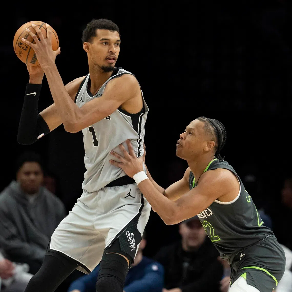 Victor Wembanyama (left) returned to the starting lineup in the San Antonio Spurs’ 104-103 loss at Minnesota on Jan 11.