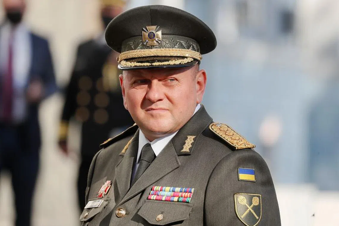 Commander-in-Chief of the Armed Forces of Ukraine Valeriy Zaluzhnyi waits before a meeting with U.S. Defense Secretary Lloyd Austin and other officials in Kyiv, Ukraine October 19, 2021. REUTERS/Gleb Garanich/File Photo