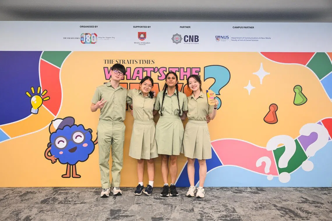 The winning team from Temasek Junior College at the 2025 edition of What’s The News?. The competition returns in 2026, with registration opening from Feb 5 to March 5.