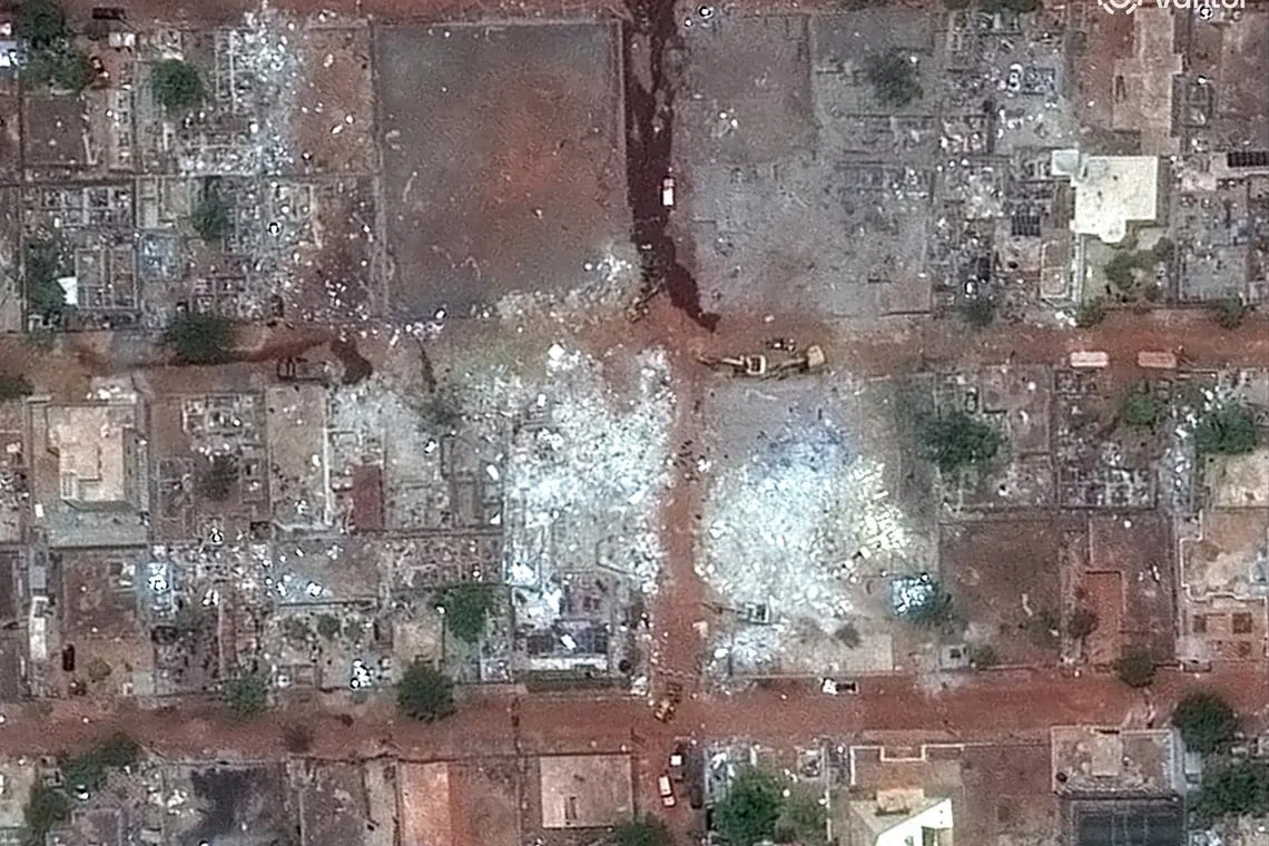 A satellite image shows the area surrounding the home of late Mali's defense minister Sadio Camara, after coordinated attacks by West Africa's al Qaeda affiliate and a Tuareg-dominated separatist group, in Kati, Mali, April 26, 2026. VANTOR/Handout via REUTERS