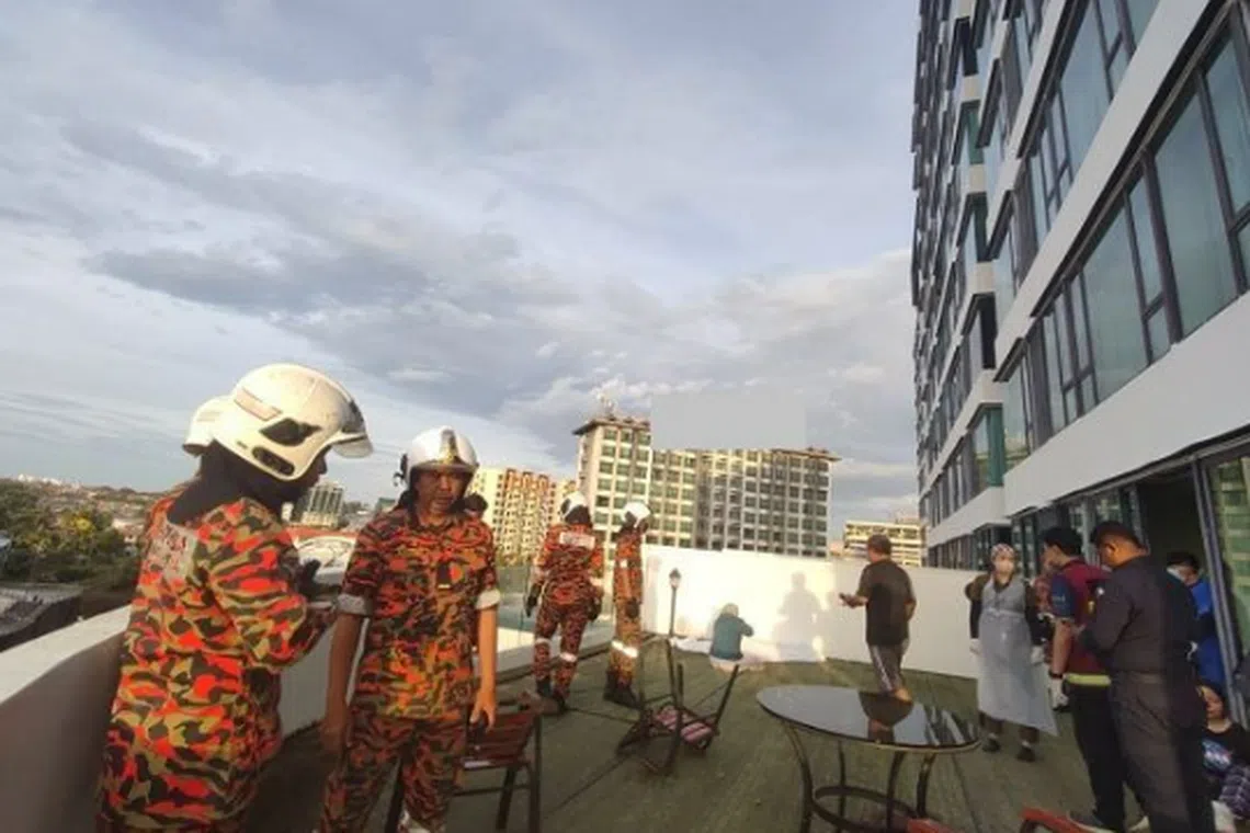 Firemen and other officials attending to the case.