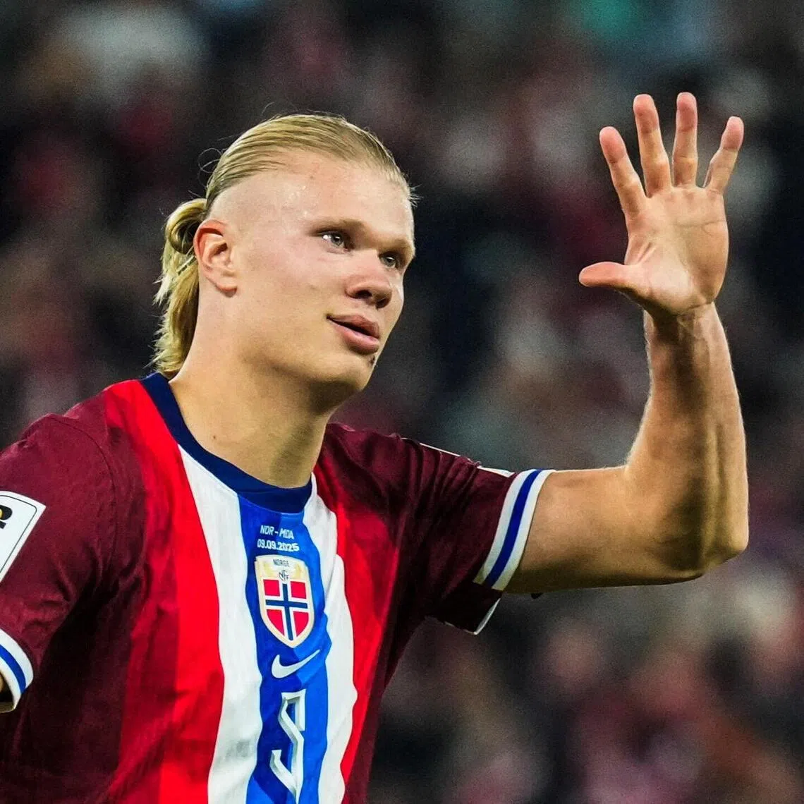 Soccer Football - World Cup - UEFA Qualifiers - Group I - Norway v Moldova - Ullevaal Stadion, Oslo, Norway - September 9, 2025
Norway's Erling Haaland celebrates scoring their tenth goal
Fredrik Varfjell/NTB via REUTERS

ATTENTION EDITORS - THIS IMAGE WAS PROVIDED BY A THIRD PARTY. NORWAY OUT. NO COMMERCIAL OR EDITORIAL SALES IN NORWAY.