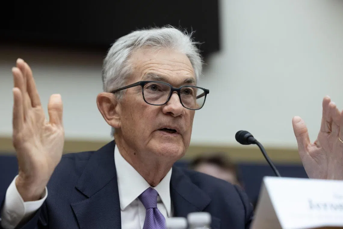 US Federal Reserve Board chairman Jerome Powell testifies before the House Financial Services Committee, in Washington.