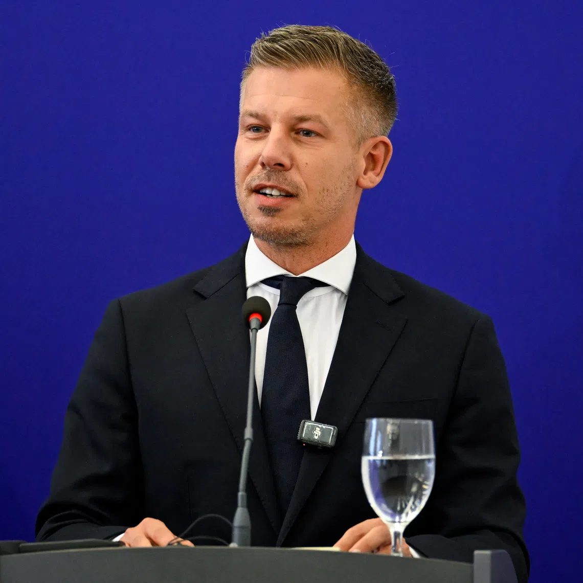 FILE PHOTO: Hungarian Prime Minister Peter Magyar takes part in a press conference at Bratislava Castle, Bratislava, Slovakia, September 10, 2026. REUTERS/Radovan Stoklasa/File Photo