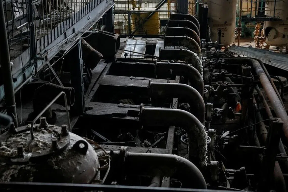 FILE PHOTO: A view shows an energy facility damaged by a Russian military strike earlier this year, amid Russia's attack on Ukraine, in an undisclosed location, Ukraine August 22, 2023. REUTERS/Gleb Garanich/File Photo