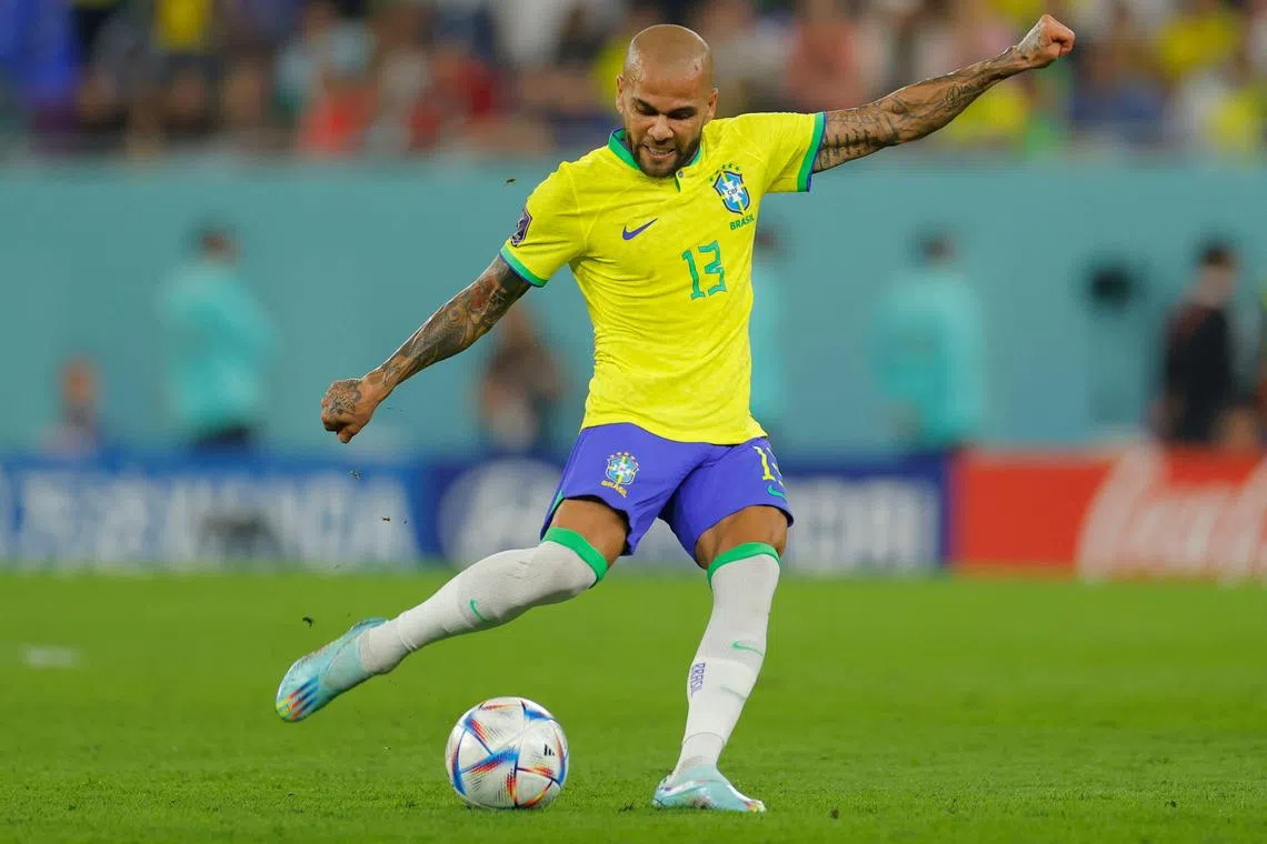 Brazil defender Dani Alves in the Qatar World Cup last-16 match against South Korea in Doha on Dec 5, 2022. He is the Selecao' oldest men’s international.