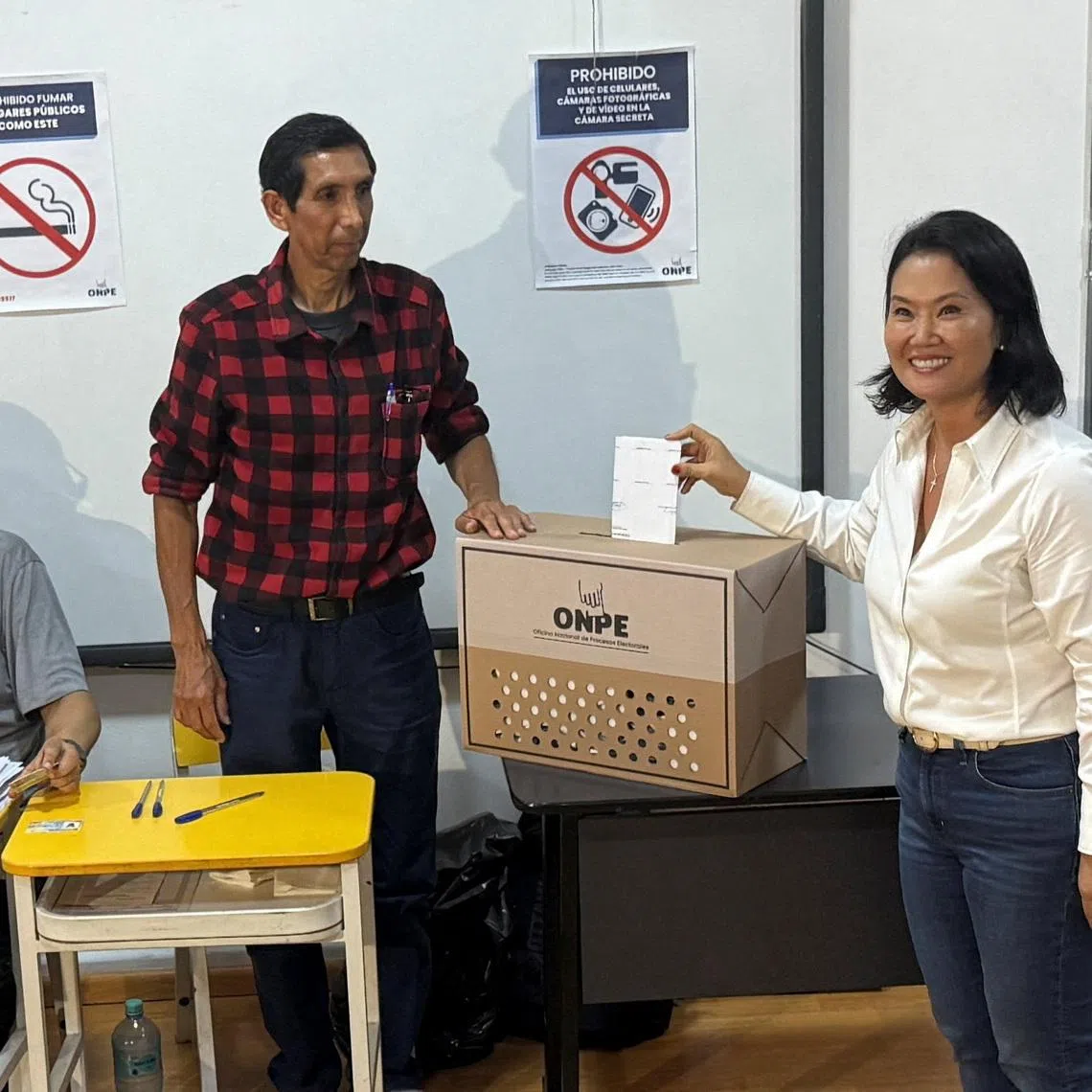 Peru’s presidential candidate Keiko Fujimori casts her vote at a polling station during the general election, in Lima, Peru, April 12, 2026. REUTERS/Miguel Lo Bianco