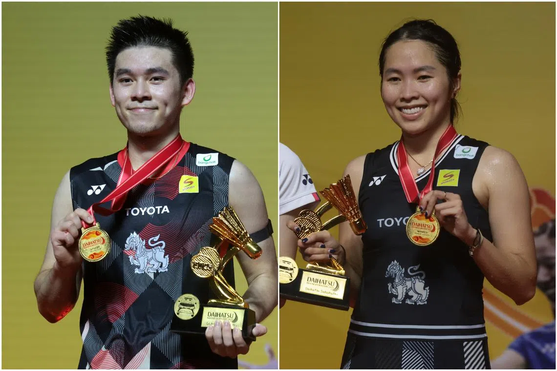 Kunlavut Vitidsarn (left) and Ratchanok Intanon will be hoping to build on their victory at the Thailand Masters in Bangkok from Jan 28 to Feb 2.