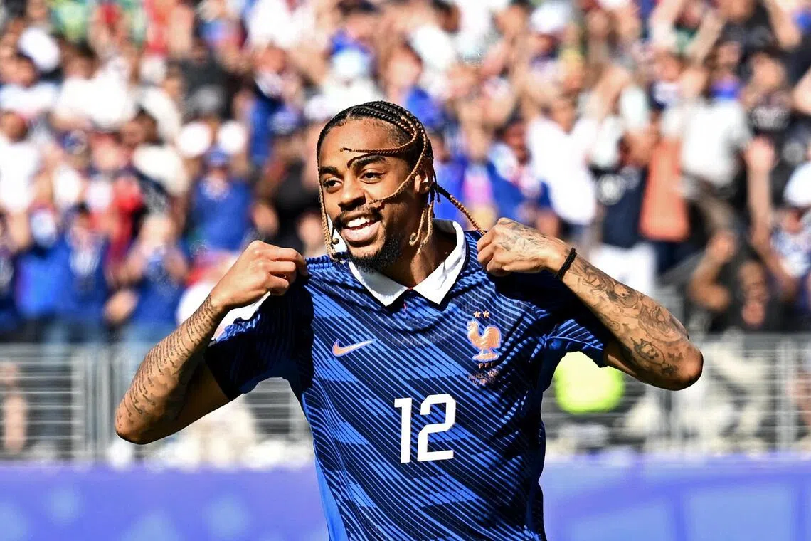 Soccer Football - FIFA World Cup 2026 - Group I - France v Senegal - New York/New Jersey Stadium, East Rutherford, New Jersey, U.S. - June 16, 2026
France's Bradley Barcola celebrates scoring their second goal REUTERS/Dylan Martinez