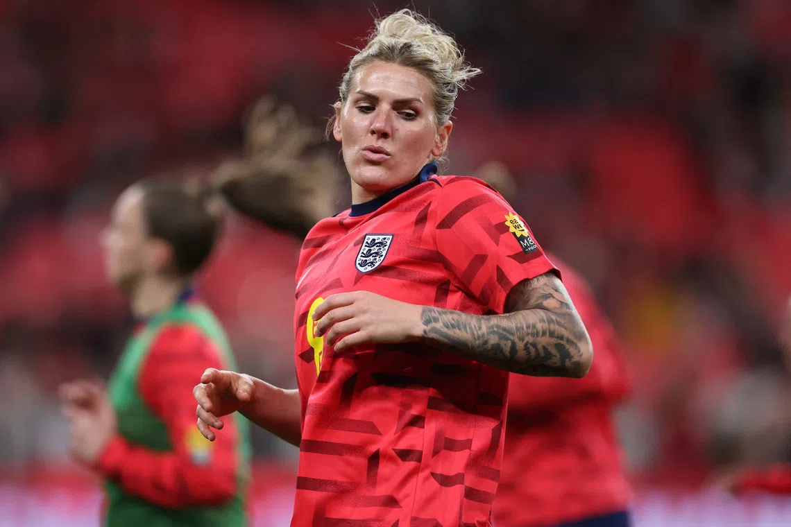 Soccer Football - Women's Nations League - League A - England v Spain - Wembley Stadium, London, Britain - February 26, 2025  England's Millie Bright during the warm up before the match REUTERS/David Klein