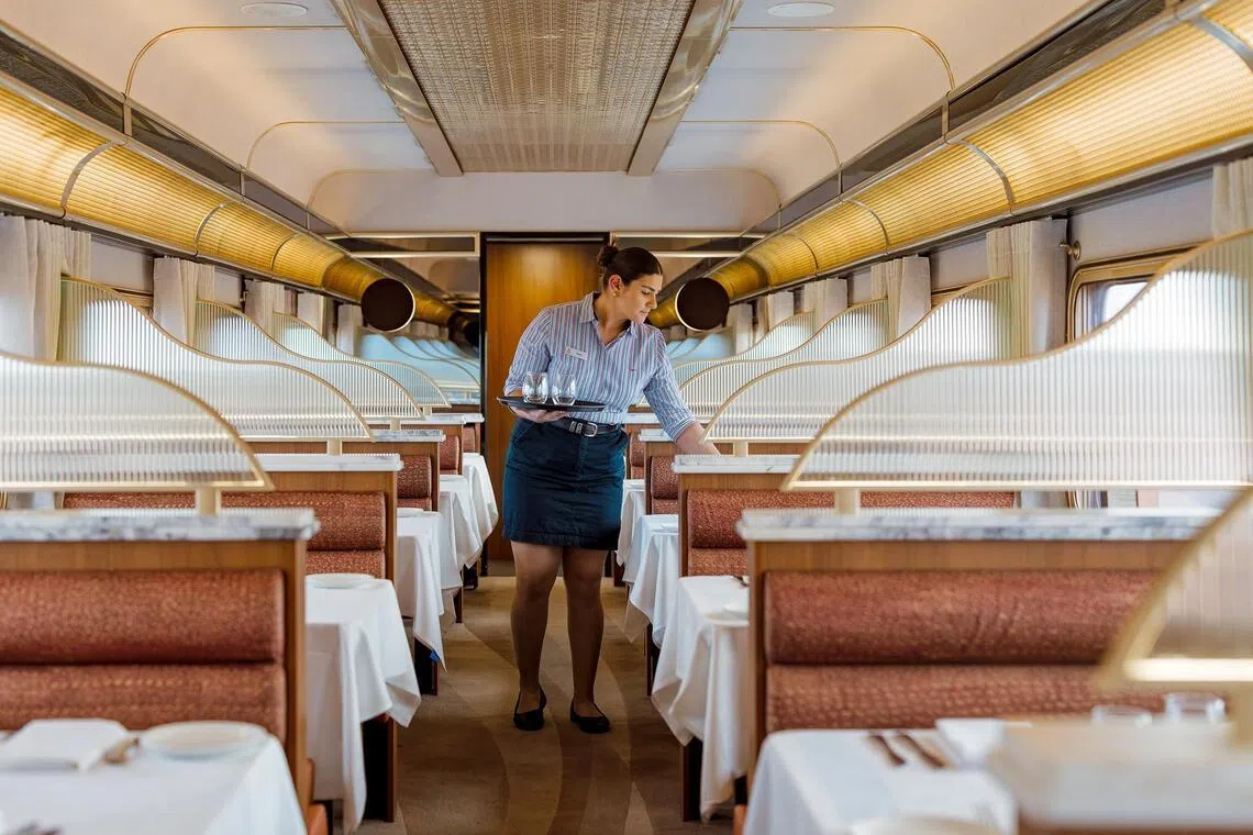 The Gold Premium dining room on The Ghan.