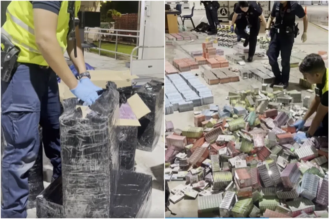 The boxes were found to contain a total of 2,600 disposable e-vaporisers and 27,006 refill pods.