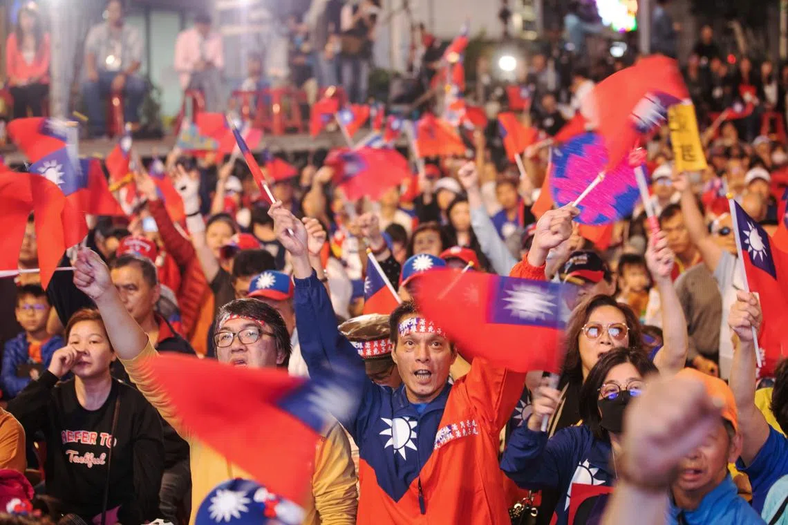 Kuomintang supporters at then Kaohsiung mayor Han Kuo-yu's rally in Kaohsiung, Taiwan, on Jan 11, 2020.