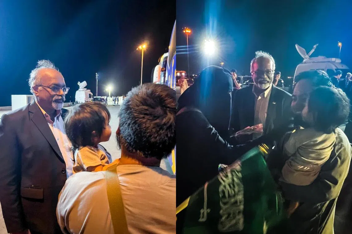 Consul-General K. Chandra Kumar received 14 Singaporean citizens from Sudan in Jeddah.